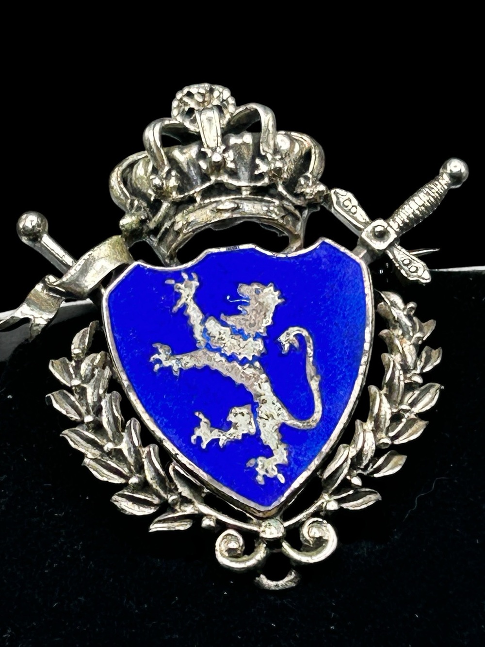 Vintage 1930’s Sterling Enamel Heraldic Estonian Lion Rampant Brooch